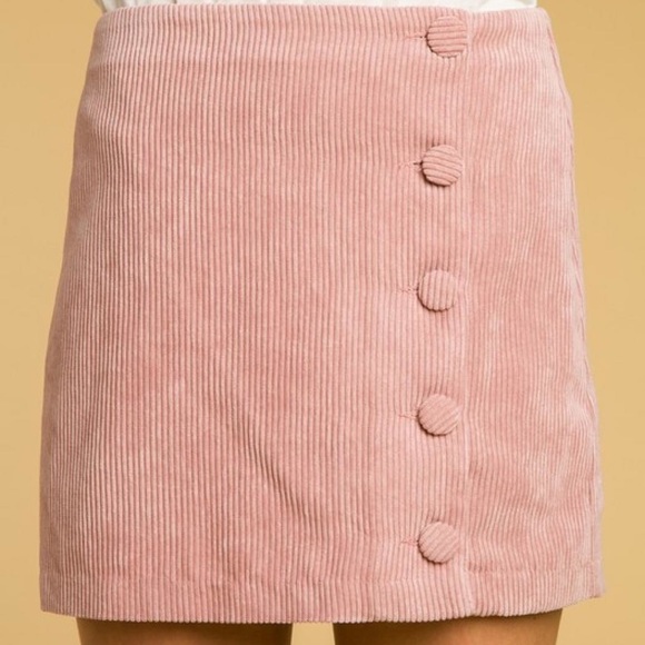 Brown Corduroy Button Skirt - Picture 4 of 4